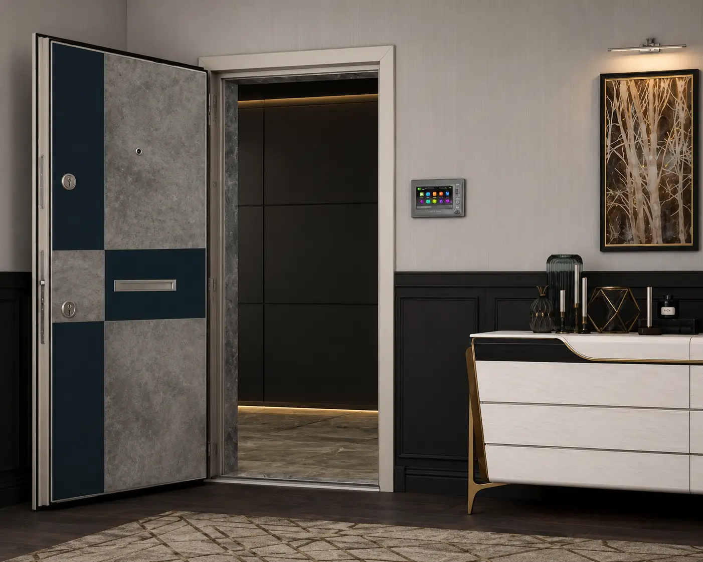 MD 05 dijital baskılı daire çelik kapısı Sarı Çelik Kapı