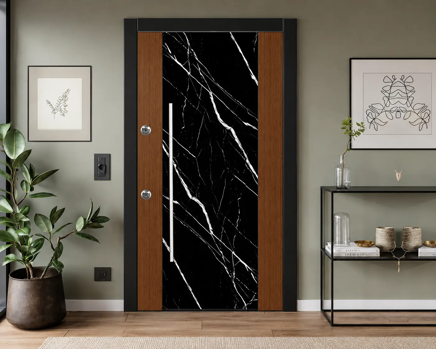 MD 07 dijital baskılı daire çelik kapısı Sarı Çelik Kapı