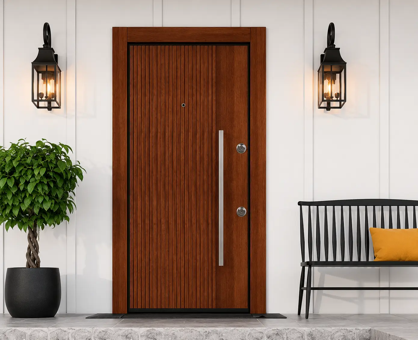 MD 08 dijital baskılı daire çelik kapısı Sarı Çelik Kapı