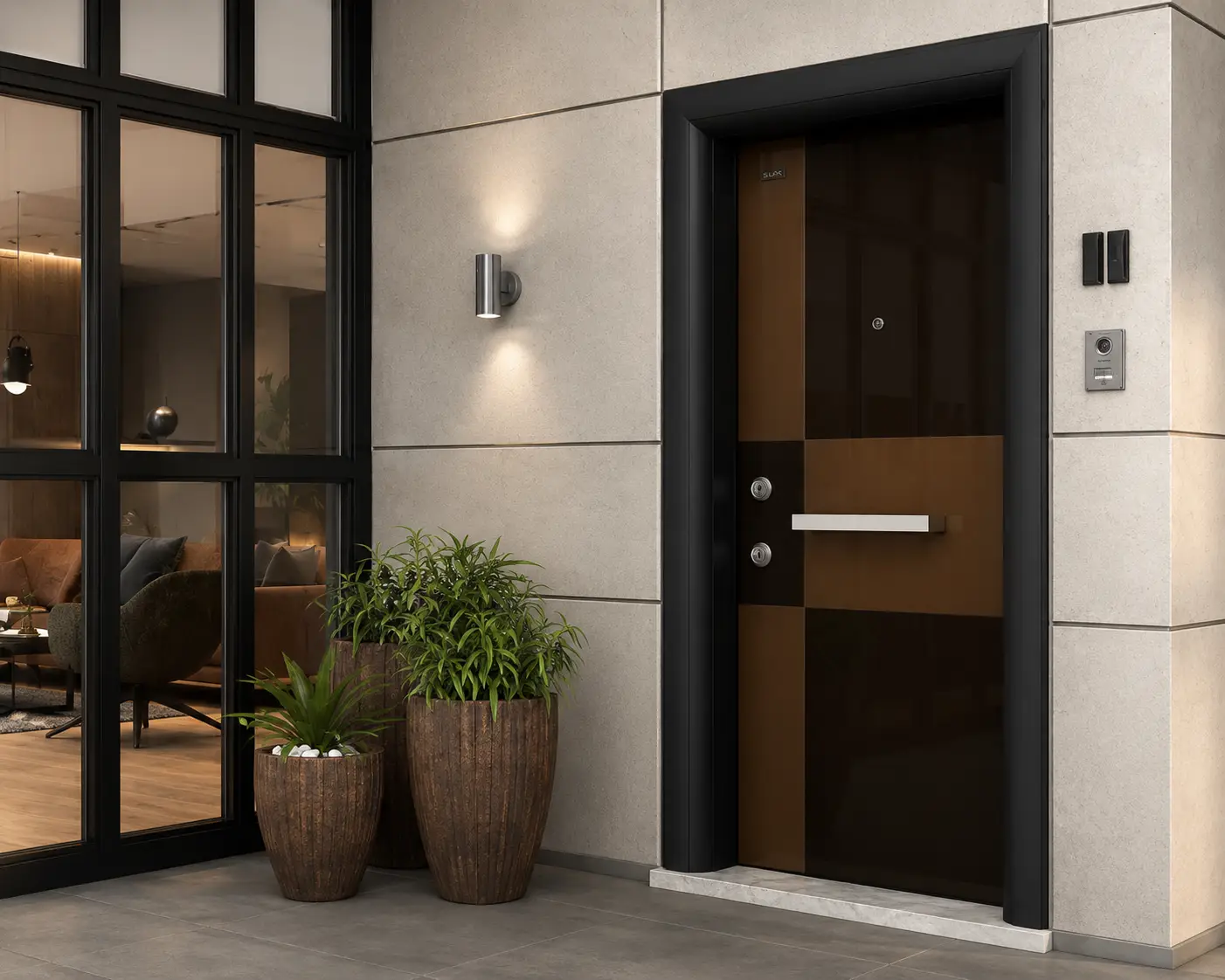 SD-02 dijital baskılı daire çelik kapısı Sarı Çelik Kapı