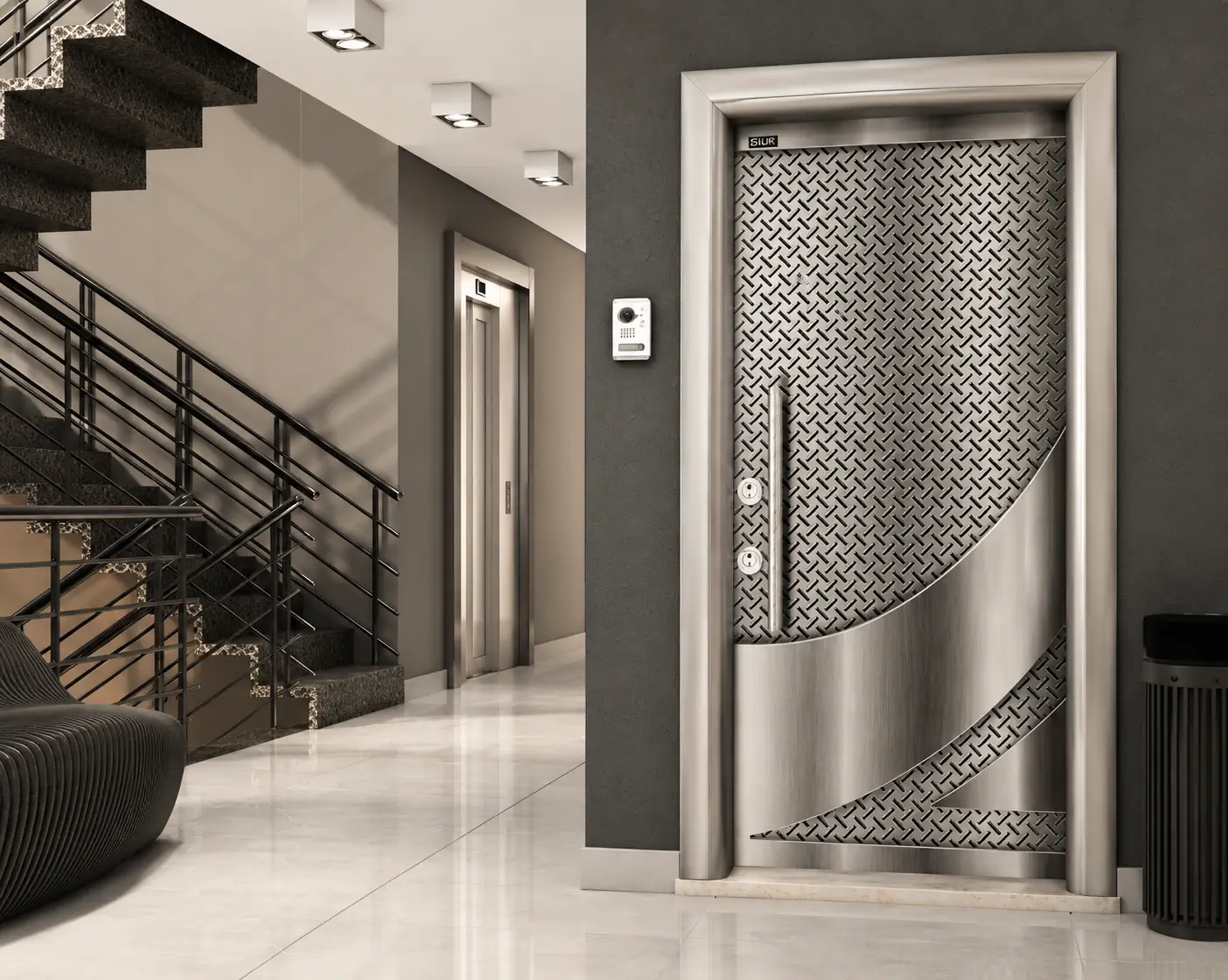 SD 06 dijital baskılı daire çelik kapısı Sarı Çelik Kapı