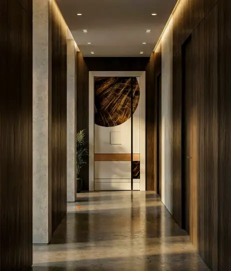Sarı Çelik Kapı — premium koridor ve kapı uygulaması